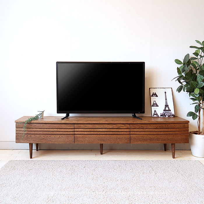 Rakuten - 壁掛けテレビ対応 テレビ台 テレビボード ローボード 開梱設置配送 オーク材 ダーク色 ブラウン色 幅180cm オーク無垢材 オイル仕上げ 木製 北欧テイスト 薄型設計
