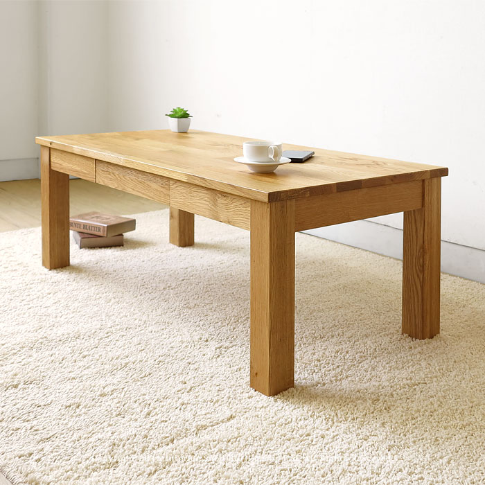 【センターテーブル/W1050/オーク材】リビングテーブル 幅105cm 小さな部材をパッチワークのように継ぎ..