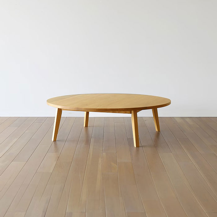 乐天商城 - 円形リビングテーブル 丸テーブル ローテーブル ちゃぶ台 座卓 幅90cm 幅105cm 幅120cm 受注生産商品 オーク無垢材 ホワイトオーク材 ブラック グレー セラウッド塗装