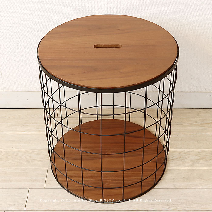 アウトレット展示品処分 関家具 パニエ サイドテーブル Lサイズ 収納テーブル アンティーク ウォールナ..