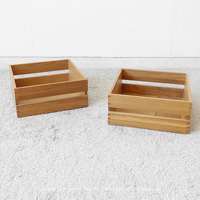 アウトレット展示品処分 関家具 プントボックス 2個セット 収納ボックス 木箱 オーク材 オーク無垢材 ..