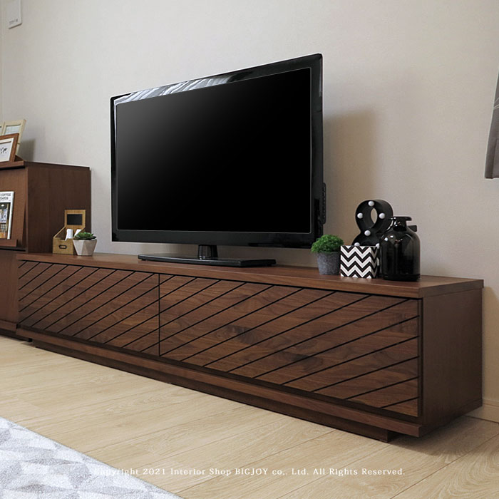 Rakuten - アウトレット展示品処分 岡家具 リンド テレビ台 テレビボード 幅180cm かっこいい前板デザイン 開梱設置配送 ウォールナット材 ウォールナット無垢材