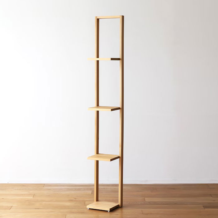 Rakuten - オープンラック オープンシェルフ 飾り棚 ディスプレイラック 収納棚 幅28cm 高さ180cm コンパクトでスリムな収納シェルフ オーク無垢材 ウォールナット無垢材 オシャレ かっこいい