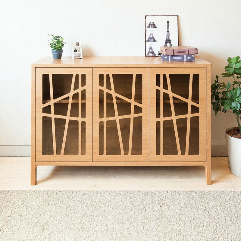 乐天商城 - サイドボード キャビネット リビングボード オーク色 受注生産品 収納棚 幅122cm 幅84cm 奥行40cm 開梱設置配送 ナチュラル オーク材 ウォールナット材
