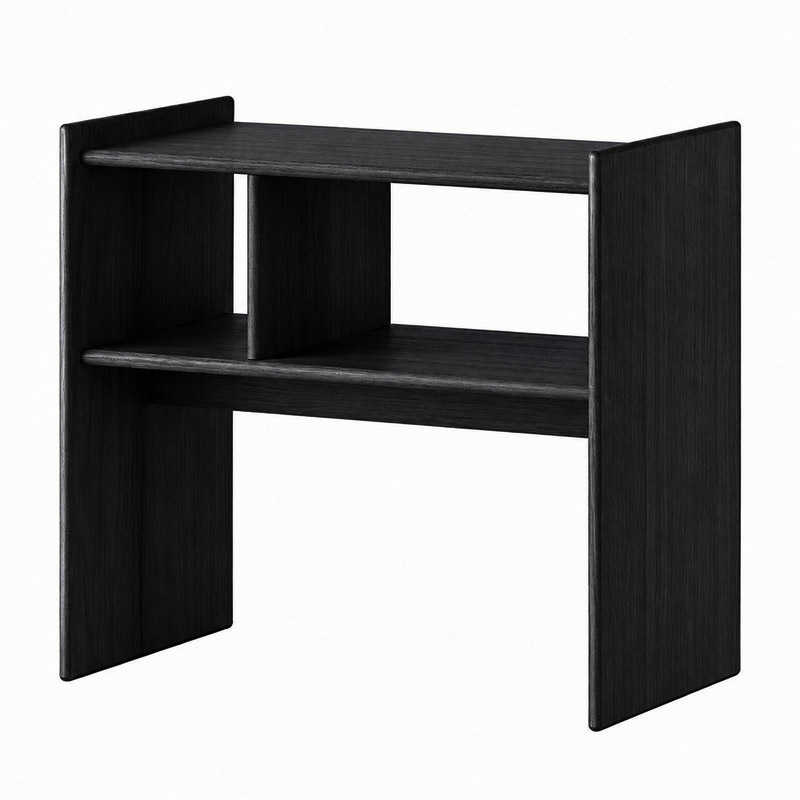 日進木工 WOK-1729-O トイ 2WAY TABLE サイドテーブル ローテーブル ナイトテーブル ブラック 北欧 受注生産商品 収納棚付き オーク材 オーク無垢材 縦置き横置きに対応 [3]