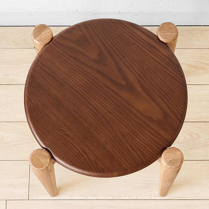 【在庫限り廃番】スツール タモ材 タモ無垢材 スタッキングスツール 重ね置き ツートン ナチュラル ブラウンの3色展開 [3]