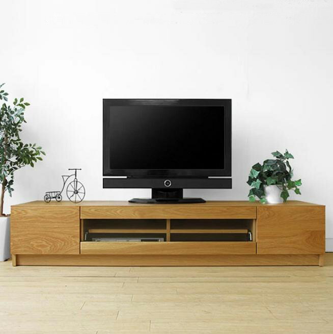 Rakuten - テレビ台 ローボード テレビボード 開梱設置配送 幅160、180、200cm レッドオーク材 レッドオーク無垢材 木製 シンプルデザイン クリアガラス