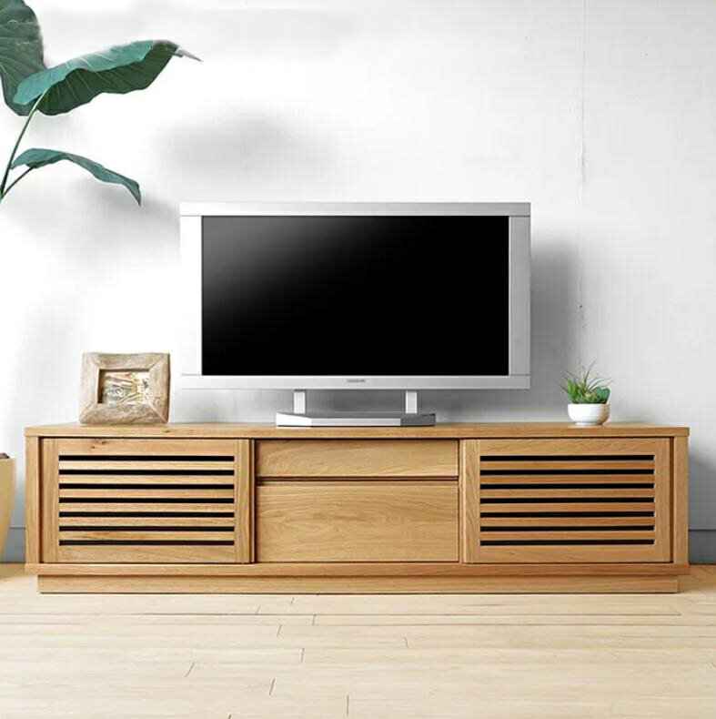 Rakuten - 【W1560/オーク材】テレビ台 格子扉 引き戸 スライド扉のテレビボード 幅156cm オーク材 木製