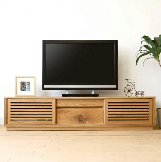 Rakuten - 【W1800/オーク材】テレビ台 格子扉 引き戸 スライド扉のテレビボード 幅180cm オーク材 木製
