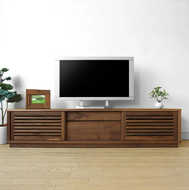 Rakuten - 【W1800/ウォールナット材】テレビ台 格子扉 引き戸 スライド扉のテレビボード 幅180cm ウォールナット材 木製
