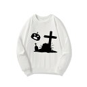 ブラック 親子 長袖 白 レディース 速乾 ペアルック ハロウィン 軽量 メンズ 軽い スウェット 衣装 冬服 クルーネック ホワイト ゆったり トレーナー 春...