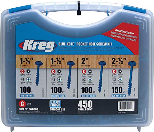 Kreg ポケットホールスクリュープロジェクトキット Blue-Kote屋外用 SK03B