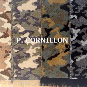 ストール レディース（5000円程度） P.CORNILLON コルニヨン マフラー 迷彩柄 カモフラージュ メンズ レディース ストール リバーシブル ブランド 秋冬 冬 フランス製 カシミヤタッチ ジャガード カーキ ベージュ グレー 黒【メール便 送料無料】