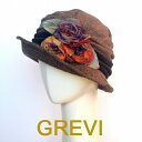 グレヴィ 帽子 GREVI ハット 秋冬 グレヴィ帽子 チェック ツィード レディース 花 コサージュ おしゃれ帽子 花付 コサージュつき帽子 ハリスツィード ...