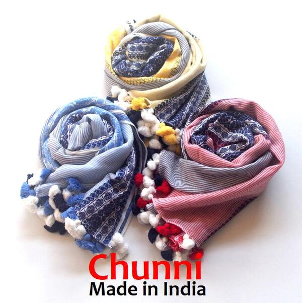 ポンポン ストール コットン 春 春夏 夏 夏用ストール UV UVカット 紫外線 大判 レディース スカーフ ストライプ 星柄 綿100% タッセル 大判ストール ポンポンストール 冷房対策 持ち運び 日焼け防止【Chunni】 【メール便 送料無料】 バレンタイン