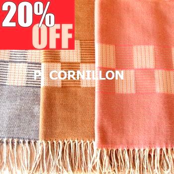 楽天ストール・帽子のJPコンセプト＼楽天スーパーSALE 20％OFF／ P.CORNILLON コルニヨン ブランケット おしゃれ ひざ掛け 防寒 大判 マフラー ストール ボーダー ストライプ レディース メンズ リバーシブル 秋冬 冬 フランス製 ブランド カシミヤタッチ【送料無料】 ホワイトデー