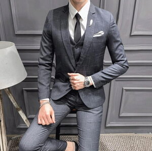 メンズスーツ チェック柄 3点セットスーツ 1つボタンスーツ 3ピーススーツ 結婚式 成人式 卒業式 就職活 披露宴 紳士服 冠婚葬祭 二次会 高品質 お洒落 就職活動 披露宴 ビジネススーツ おしゃれ カジュアル通販セール