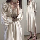 ワンピース レディース マキシワンピース 夏 七分袖 ワンピース vネック シャツワンピ 韓国風 ロング丈 着痩せ オシャレ スリーブ リネン シャツロング 綿麻風人気新作 エレガント キレイめ 韓国風 お洒落(4)