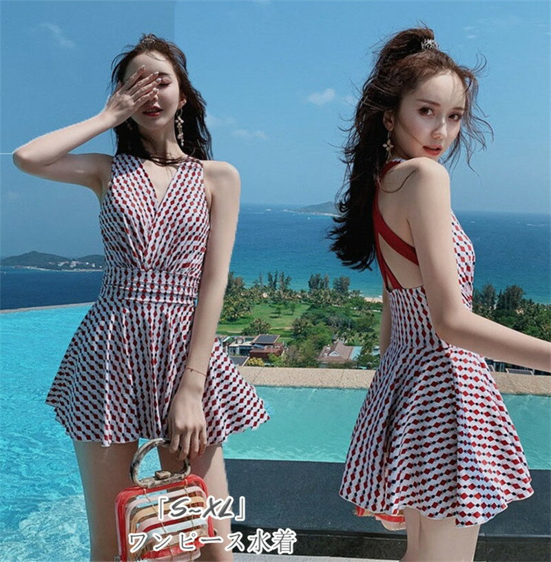 乐天商城 - ワンピース水着 レディース 体型カバー水着 「S~XL」透け感 半袖 小胸バンドゥ 30代 20代 40代 50代 オシャレ 着痩せ スイムウェア ママ 人気新作 エレガント キレイめ 韓国風 お洒落 かわいい おしゃれ ぽっちゃり フレアスカート 露出控えめ
