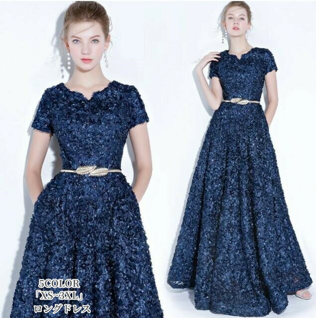乐天商城 - ウエディングドレス カラードレス ロングドレス カラードレス Aライン Long dress 袖あり パーティードレス 20代 30代 40代 上品 大人 結婚式ドレス ピアノ 発表会 お呼ばれ 二次会 披露宴 演奏会 顔合わせ