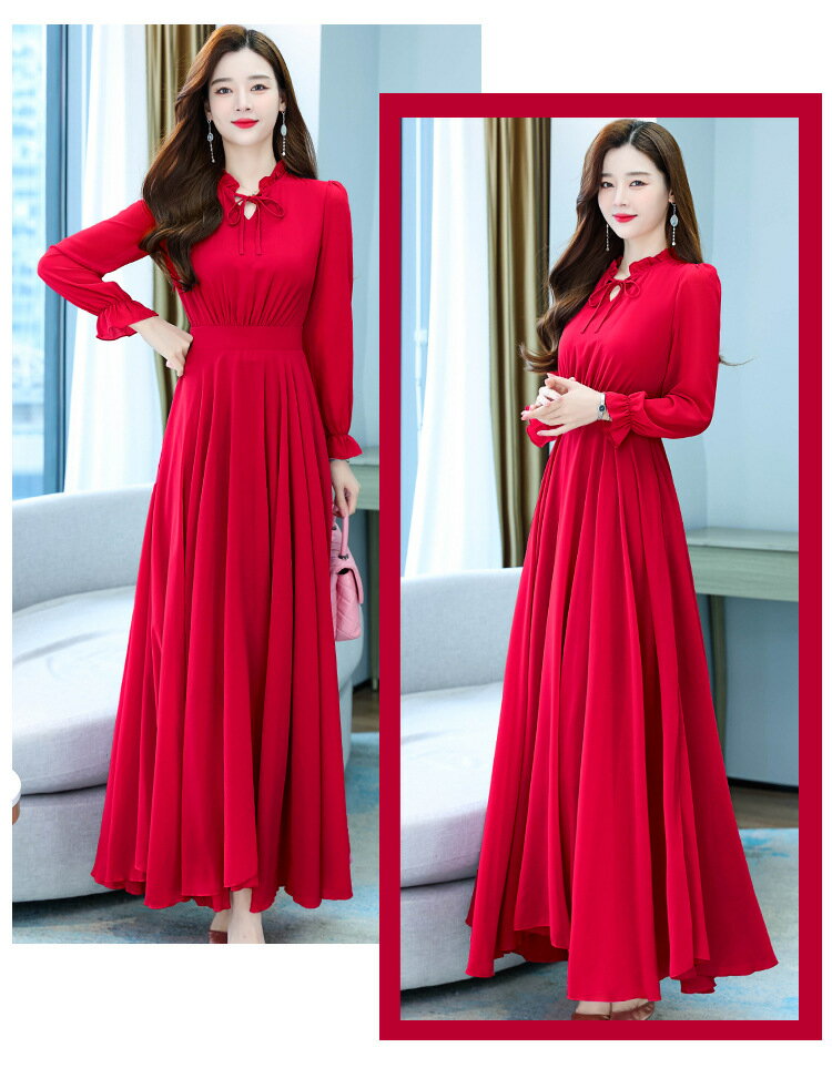 ワンピース レディース マキシ丈ワンピース パーティードレス Aラインワンピ 上品 きれいめ 春 夏 秋 オシャレ 通勤 大人 OL 着痩せ 旅行用 結婚式 30代 40代 体型カバー レディース 着痩せ 通勤 パーティ 大きいサイズ 長袖 7COLOR 「M~4XL」人気新作