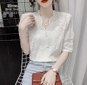五分袖ブラウス Tシャツ レディース 五分袖トップス Vネック カジュアル 春 夏 秋 Tシャツ オシャレ ゆったり インナー 韓国風 通勤 OL シフォンシャツ 40代 50代 30代 20代人気新作 エレガント キレイめ 韓国風 お洒落 S M L XL 2XL 3XL(4)