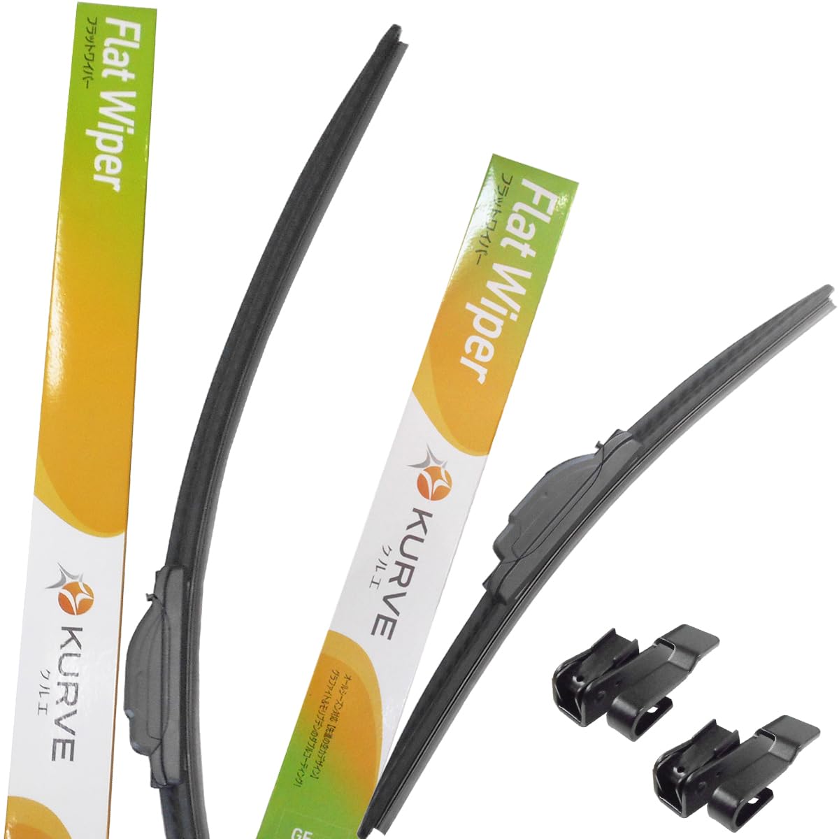 【クーポン有り5のつく日】フラット ワイパー ブレード フロント アダプタ2個セット 600mm 430mm 2本 日産 スカイラインクーペ CKV36 グラファイト モリブデン ダブルコーティング 天然ゴム100％ KURVE クルエ GF6043U