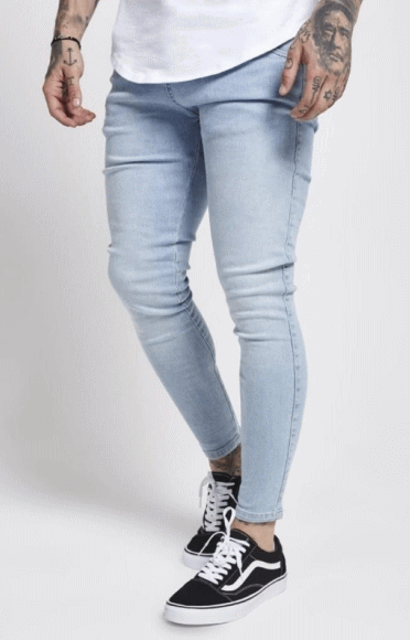 SikSilk シックシルク スキニーデニム スキニーパンツGパン ジーパン メンズデニム ボトムス 細身デニム スキニーフィットおしゃれ デニムパンツ ジーンズ ストレッチデニムスキニーデニム【カラー：ライトブルー】