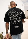Sinners Attire シナーズアタイア Tシャツ メンズ トップス 黒 くろ ブラック 半袖Tシャツ 無地 ジムTシャツ ジムウエア 筋トレ スポーツウエア トレーニング カジュアル ロゴTシャツ オーバーサイズ おしゃれ メンズファッションシャトークレストTシャツ ブラック