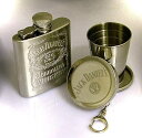 ジャックダニエル ポータブル ヒップフラスコ ステンレススチール 2.5OZJack Daniel's ヒップフラスコ 米国直輸入品 新品 フォールディングカップ付き 在庫限り(3)