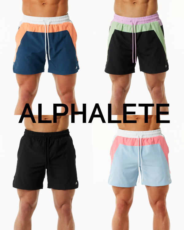 ALPHALETE アルファリート ハーフパンツ メンズ スポーツ ショーツ フィジーク 大会 ショーツ ボードショーツ 水着 短パン ジム サーフパンツ フィジーカー 5.5インチ スイムトランク ボードショーツ 大会用 ボディビル ショーツ フィジーク 【取寄】【ボトムス単品】