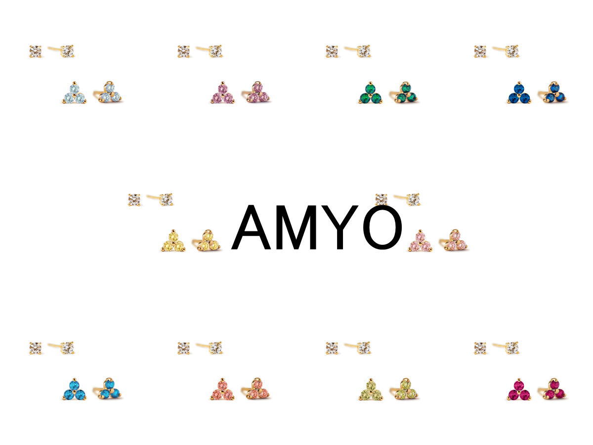 AMY O エイミーオー ピアス 海外ブランド ジュエリー アクセサリー ジェムストーン ピアス クローバー＆タイニーCZスタッズピアスセット ゴールドヴェルメイユ ピアス ストーンスタッズ 半貴石 スタッズ 誕生石 レディース ピアス イヤリング アクセサリー 送料無料
