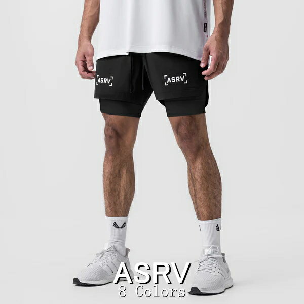 ASRV エステティックレボリューション ハーフパンツ 海外ブランド 大きいサイズ スポーツウェア ショートパンツ メンズ ジム バックポケット 筋トレ タイツ ショーツ 5インチ インナー付 テト…