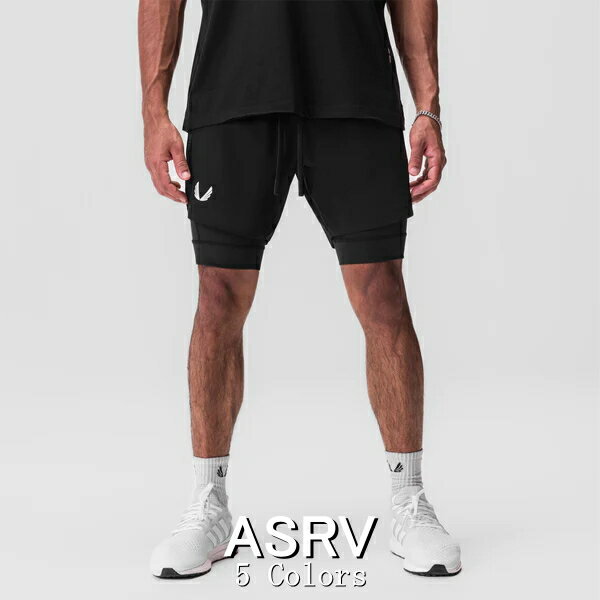 ASRV エステティックレボリューション ハーフパンツ 海外ブランド 大きいサイズ スポーツウェア ショートパンツ メンズ ジム バックポケット 筋トレ タイツ ショーツ 7インチ インナー付 テト…