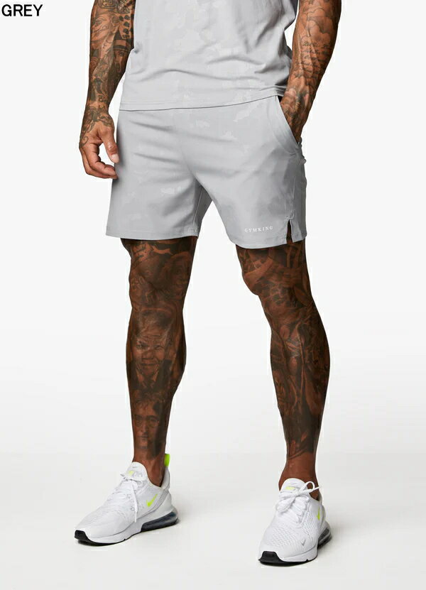 GYM KING メンズ ハーフパンツ 海外ブランド スポーツウェア 大きいサイズ ショートパンツ メンズ ジム 膝上 ショーツ フィジーカー ジップポケット フィジークフィット 迷彩 カモプリント トレーニングショーツ フィジーク ショーツ ボディビル パンツ 【ボトムス単品】