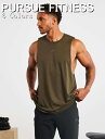 PURSUE FITNESS スポーツ タンクトップ メンズ 大きいサイズ スポーツウェア メンズ ジム 筋トレ タンクトップ ドロップアームホール リラックスフィット ローカット アイコン ドロップアームタンク ボディビル タンク フィジーク ウェア 【取寄】【トップス単品】(4)