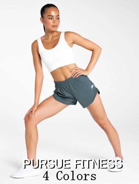 PURSUE FITNESS スポーツ ショートパンツ レディース 大きいサイズ スポーツウェア スポーツショーツ レディース ジム 筋トレ パンツ ジップポケット ハイウエスト ブリーズ ランニングショーツ ボディビル レディース フィジーク ウェア 【取寄】【ボトムス単品】