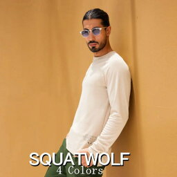 SQUAT WOLF スクワットウルフ Tシャツ メンズ 大きいサイズ 海外ブランド スポーツウェア Tシャツ メンズ 長袖 ジム レギュラーフィット 筋トレ Tシャツ スポーツ ロングヘム アスレジャー ヘンリーネック ロングTシャツ フィジーク Tシャツ ボディビル 【トップス単品】