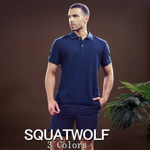 SQUAT WOLF スクワットウルフ Tシャツ メンズ 大きいサイズ 海外ブランド スポーツウェア ポロシャツ メンズ 半袖 ジム レギュラーフィット ストレッチ ポロシャツ ゴルフ スポーツ コア アチーバー スポーツポロ フィジーク Tシャツ ボディビル 【トップス単品】