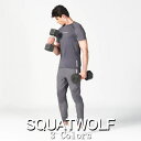SQUAT WOLF スクワットウルフ Tシャツ メンズ 大きいサイズ 海外ブランド スポーツウェア Tシャツ メンズ 半袖 ジム マッスルフィット ストレッチ...