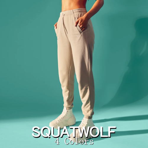 SQUAT WOLF スクワットウルフ ジョガーパンツ レディース 大きいサイズ スポーツウェア 海外ブランド トラックスーツ パンツ レディース スポーツパンツ ドローコード リラックスフィット エッセンシャル ジムパンツ フィジーク レディース ボディビル 【ボトムス単品】