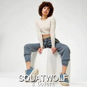 SQUAT WOLF スクワットウルフ Tシャツ レディース 大きいサイズ スポーツウェア 海外ブランド Tシャツ レディース ジム 筋トレ ヨガ 長袖 トレーニング レトログレード クリスクロス クロップド ロングTシャツ フィジーク レディース ウェア ボディビル 【トップス単品】