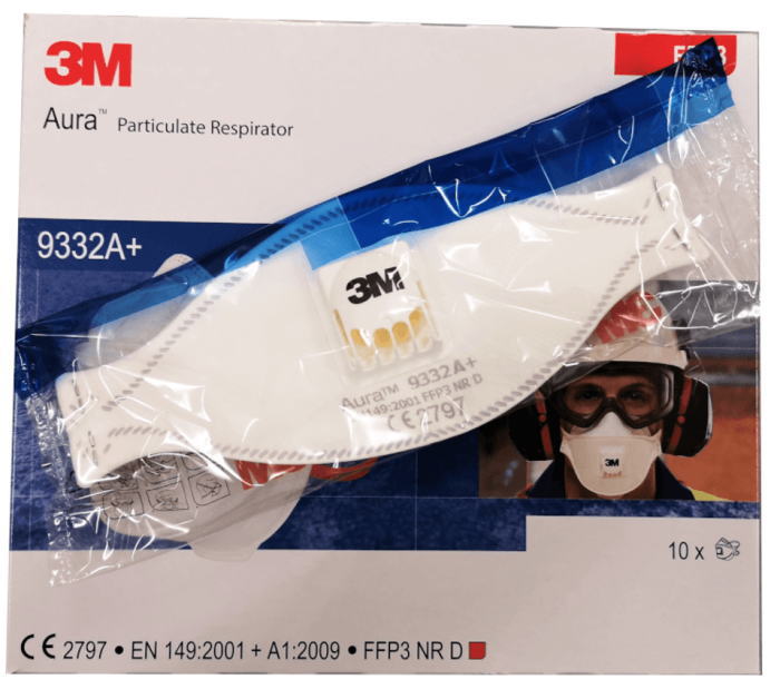 3M 9332A+ FFP3 3Mマスク 防塵マスク レスピレータ 新型肺炎 コロナウィルス感染予防 10枚入/袋 箱なし 新品 排気弁付き 個別包装品 並行輸入品