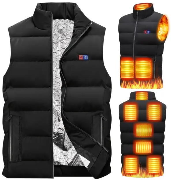 電熱ベスト ヒーターベスト 暖房ベスト 電熱ジャケット ヒートベスト 加熱ベスト 電気ベスト 防寒ベスト 電熱ウェア 防寒・速暖 3段階温度設定 USB電源 バッテリー別売 軽量冬用ベスト フルジップ開閉 9つの加熱ゾーン、前後選択スイッチ付。