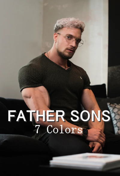 FATHER SONS ファーザーサン UK発 マッチョ向け ラグジュアリーウェア Tシャツ メンズ マッスルフィット フィジーカー Tシャツ 半袖 ストレッチ スーパースリム クラシック クルーネック リブニットTシャツ フィジーク ウェア ボディビル マッスルウェア 【トップス単品】