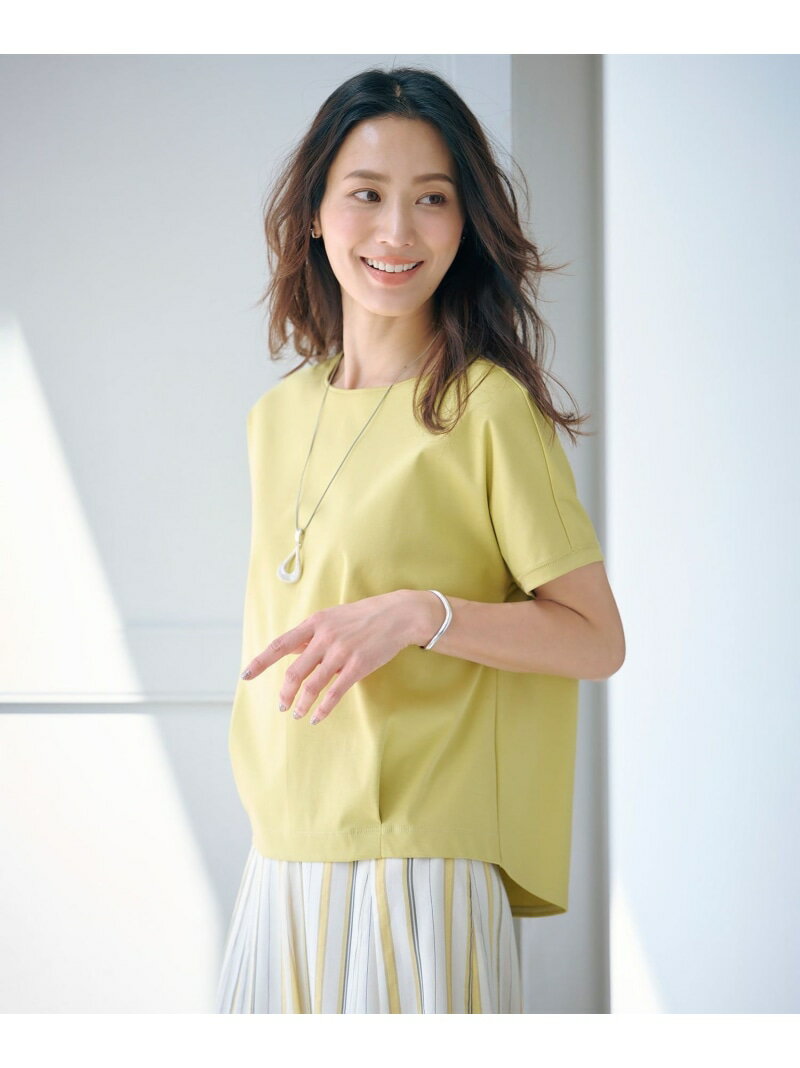 【WEB限定カラーあり・洗える】コットンスムース フレンチスリーブ カットソー J.PRESS LADIES L ジェイプレス トップス カットソー・Tシャツ ホワイト グリーン ピンク グレー ネイビー【送料無料】[Rakuten Fashion]のサムネイル