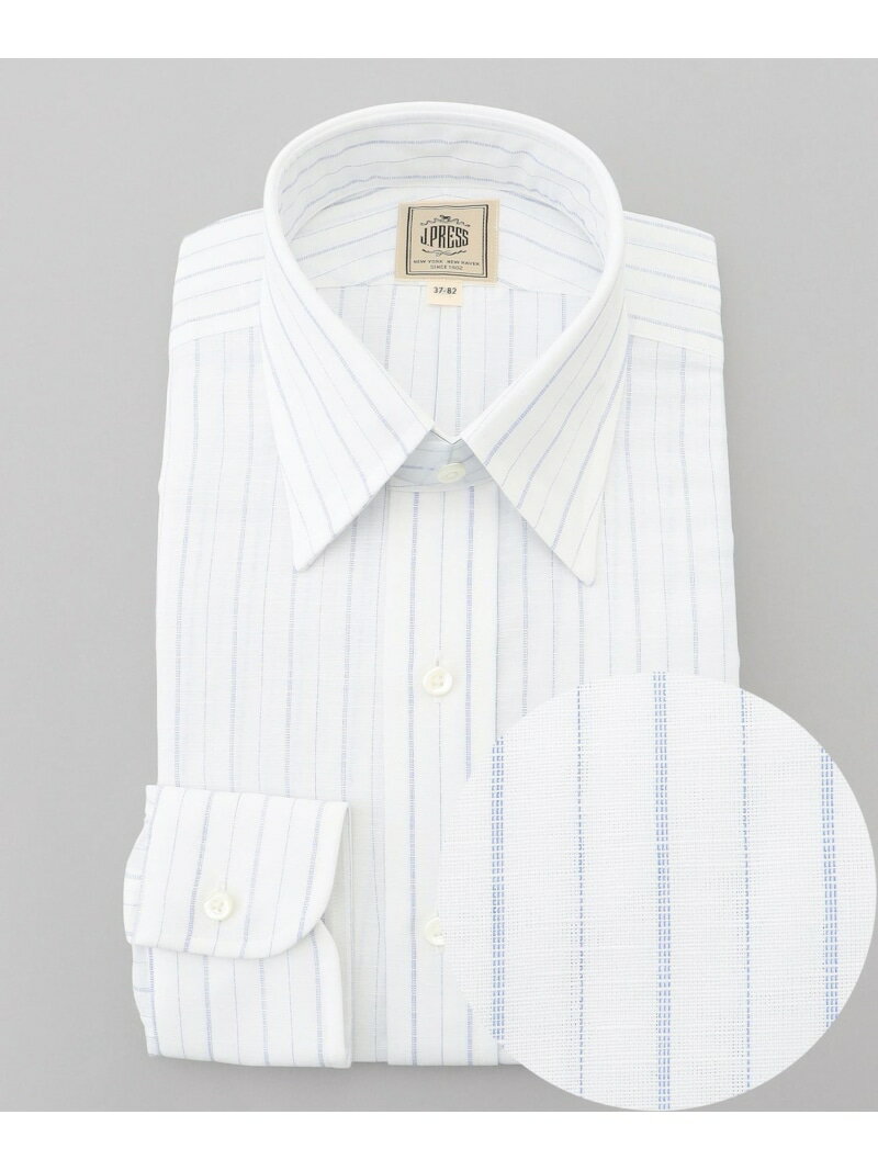 【WEB・一部店舗限定】コットンリネンオルタネートストライプ シャツ / レギュラー J.PRESS ジェイプレス トップス シャツ・ブラウス ブルー【送料無料】[Rakuten Fashion]