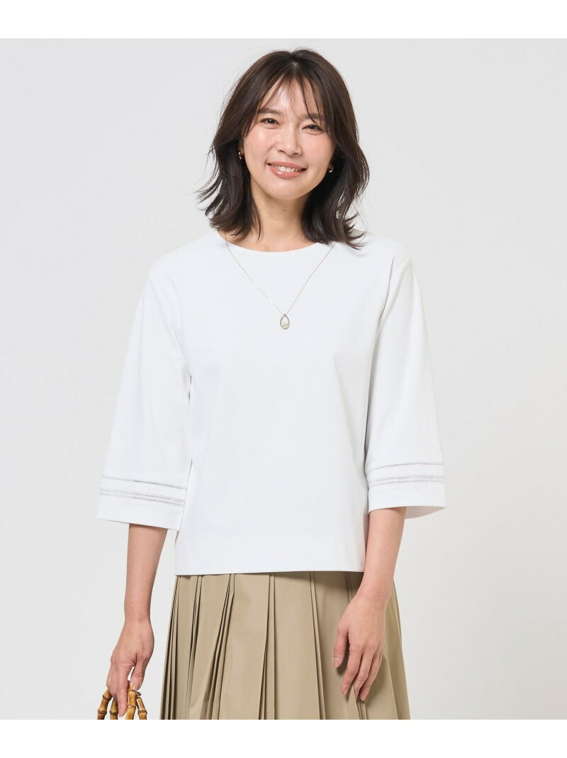 Rakuten - ギガダルポンチ カットソー J.PRESS LADIES L ジェイプレス トップス カットソー・Tシャツ ベージュ ホワイト【送料無料】[Rakuten Fashion]