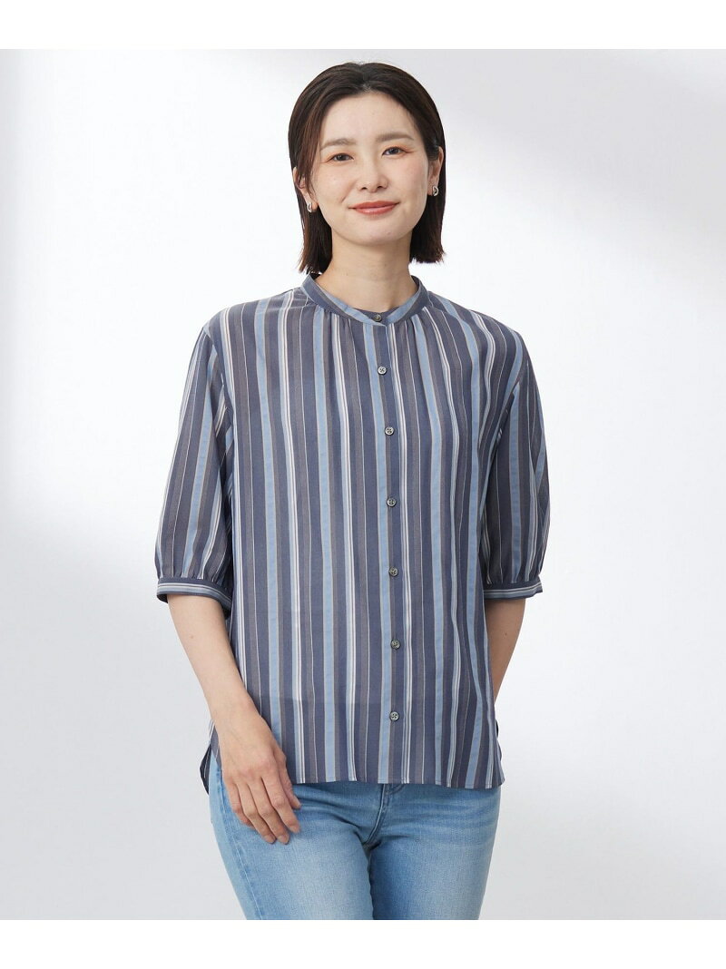 Rakuten - 【SALE／50%OFF】【洗える】ランダムストライプ ブラウス J.PRESS LADIES L ジェイプレス トップス シャツ・ブラウス ベージュ ネイビー ブルー【RBA_E】【送料無料】[Rakuten Fashion]