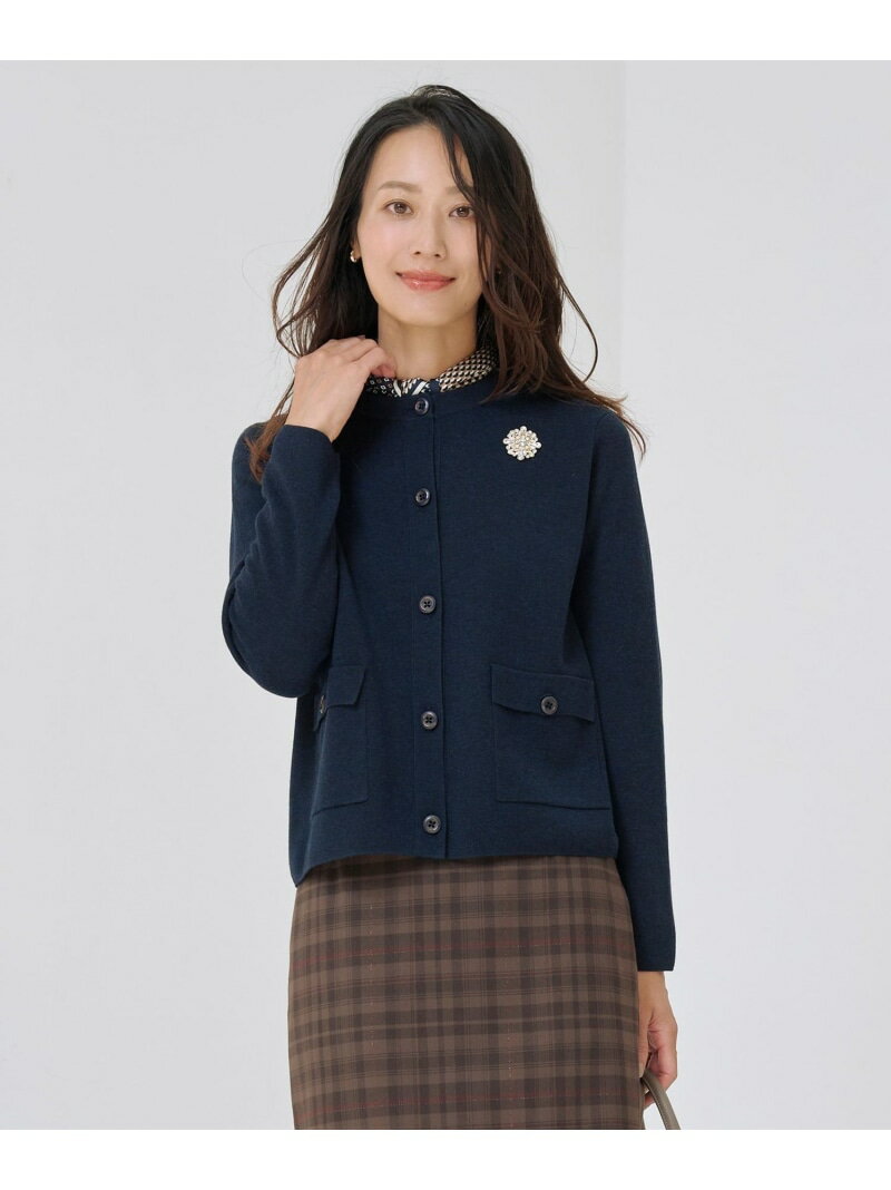 Rakuten - 【SALE／30%OFF】WORETED WOOL BLEND カーディガン J.PRESS LADIES L ジェイプレス トップス カーディガン ネイビー グレー【RBA_E】【送料無料】[Rakuten Fashion]